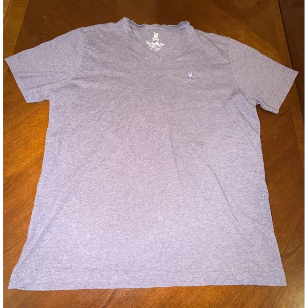 Psycho Bunny Purple Heathered V-Neck T-Shirt Size 6/Large